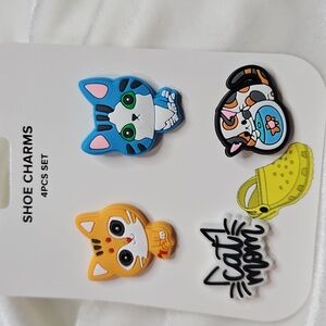 Women's Girl's Unisex Crocs Shoe Charms 4 Piece Set Cat Mom Cats NWT Unique Gift